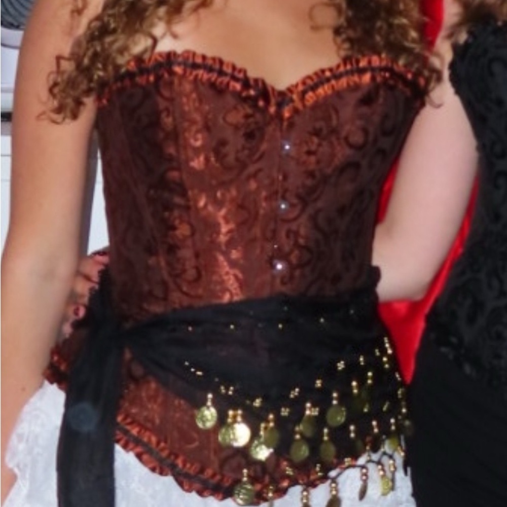 Brown and Gold Costume Lace Up Corset Top